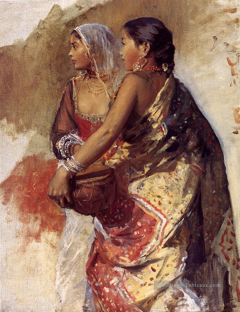 Croquis Deux Nautch Girls Persique Egyptien Indien Edwin Lord Weeks Peintures à l'huile